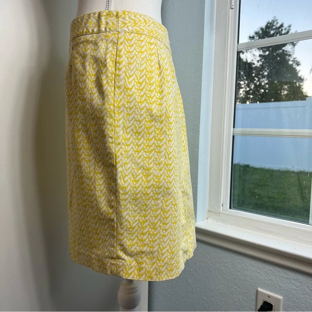 Cynthia Rowley Yellow White Print Skirt | Size 6‎ | Cotton Blend